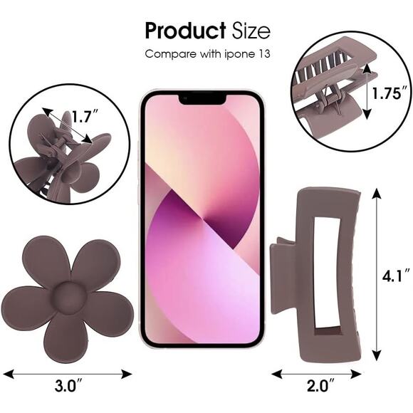 New Non Slip Hair Claw Clip Gift Set in Neutral Colors - Picture 3 of 6